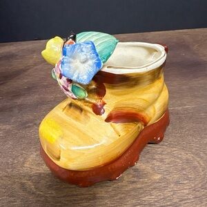 Vintage Made In Japan Colorful Ceramic Boot Planter